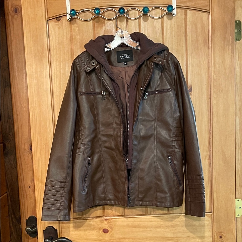 NWOT TAGOO FAUX LEATHER MOTORCYCLE JACKET Sz XL